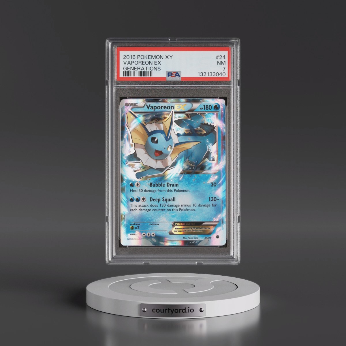 2016 Pokémon XY Generations #24 Vaporeon EX - Holo (PSA 7 NM)