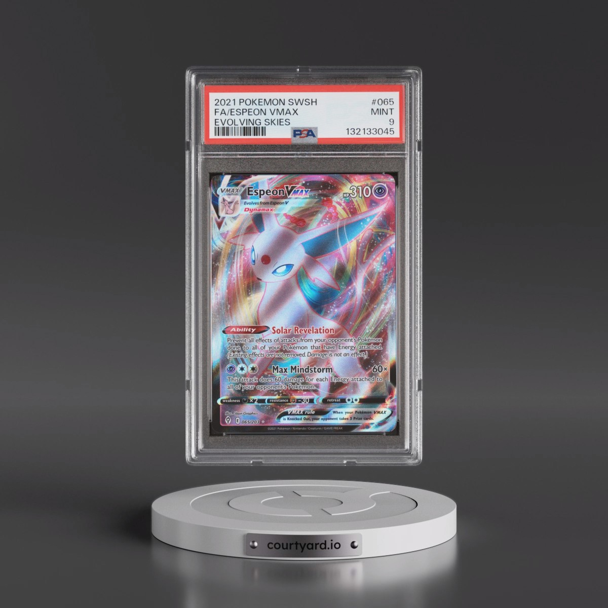 2021 Pokémon Sword & Shield Evolving Skies #065 Espeon Vmax - Full Art (PSA 9 MINT)