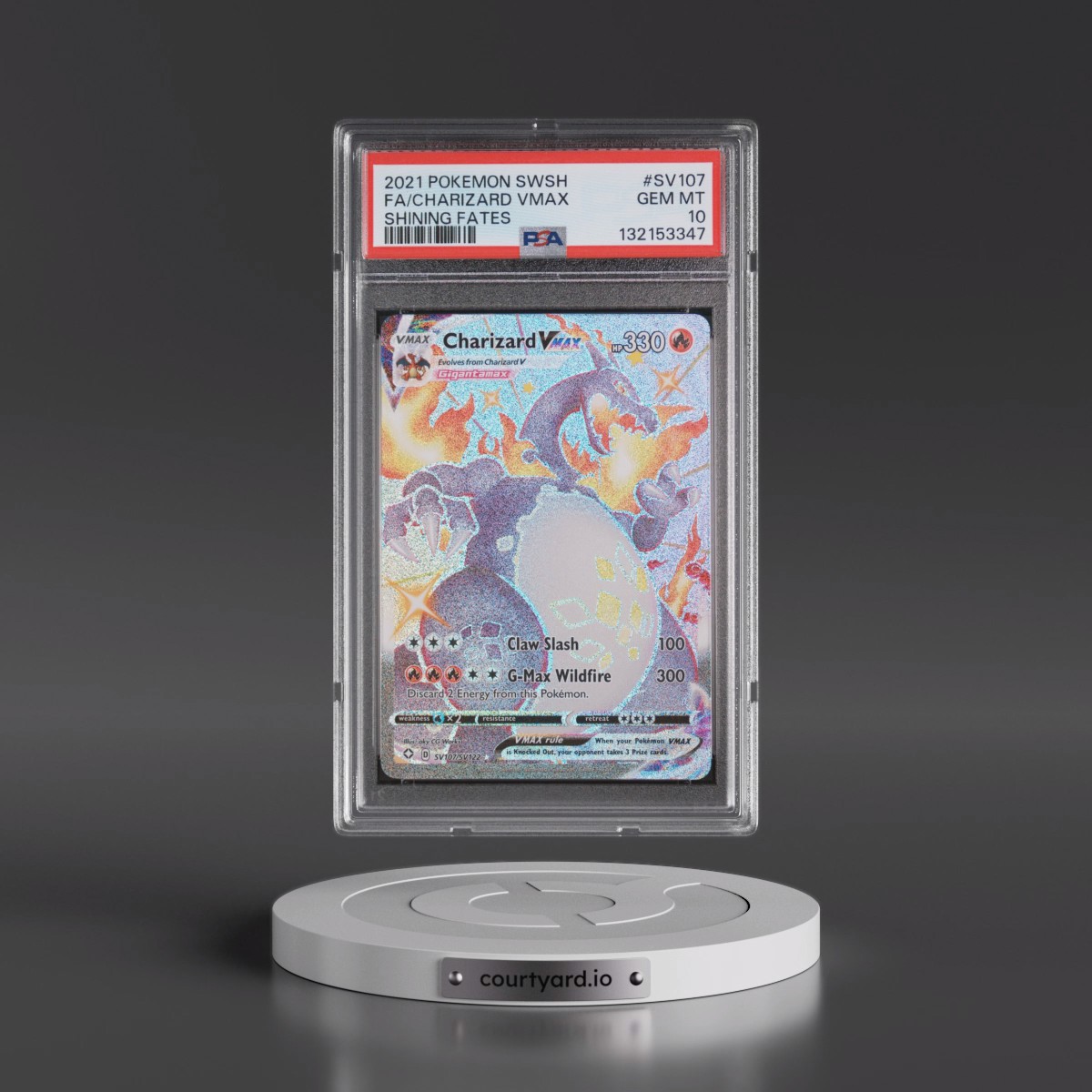 2021 Pokémon Sword & Shield Shining Fates #SV107 Charizard Vmax - Full Art (PSA 10 GEM MINT)