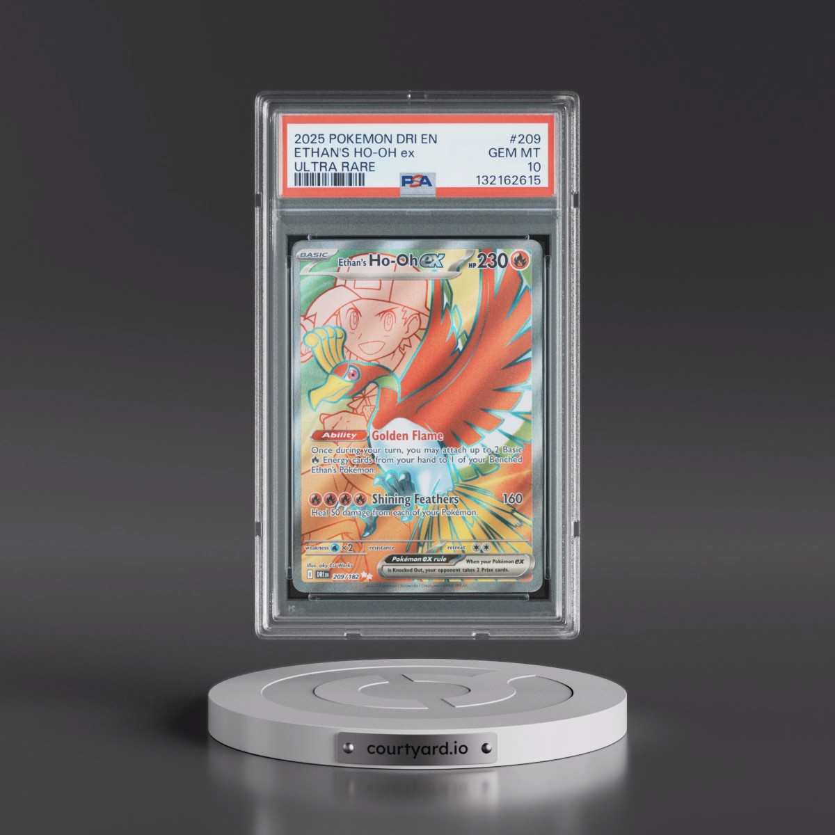 2025 Pokémon Dri EN-Destined Rivals #209 Ethan's HO-Oh EX - Holo Ultra Rare (PSA 10 GEM MINT)