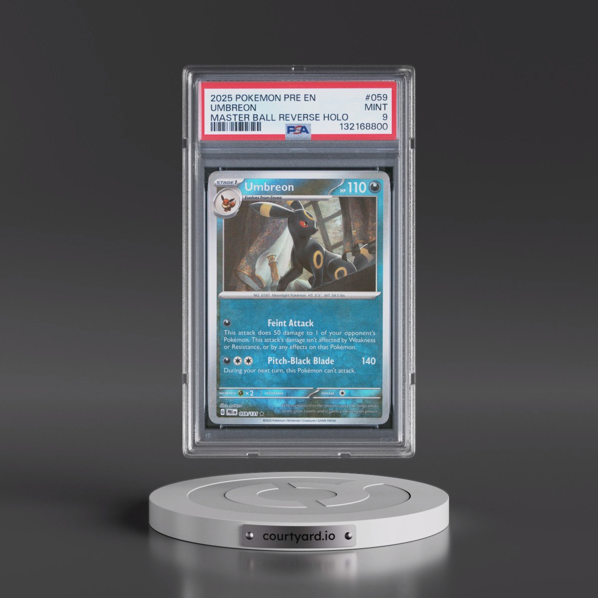 2025 Pokémon Pre EN-Prismatic Evolutions #059 Umbreon - Reverse Holo Master Ball (PSA 9 MINT)