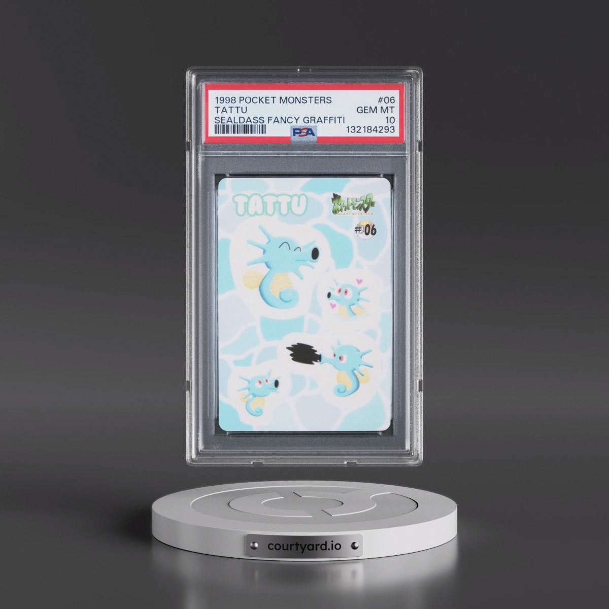 1998 Pocket Monsters Sealdass Fancy Graffiti #06 Tattu (PSA 10 GEM MINT)