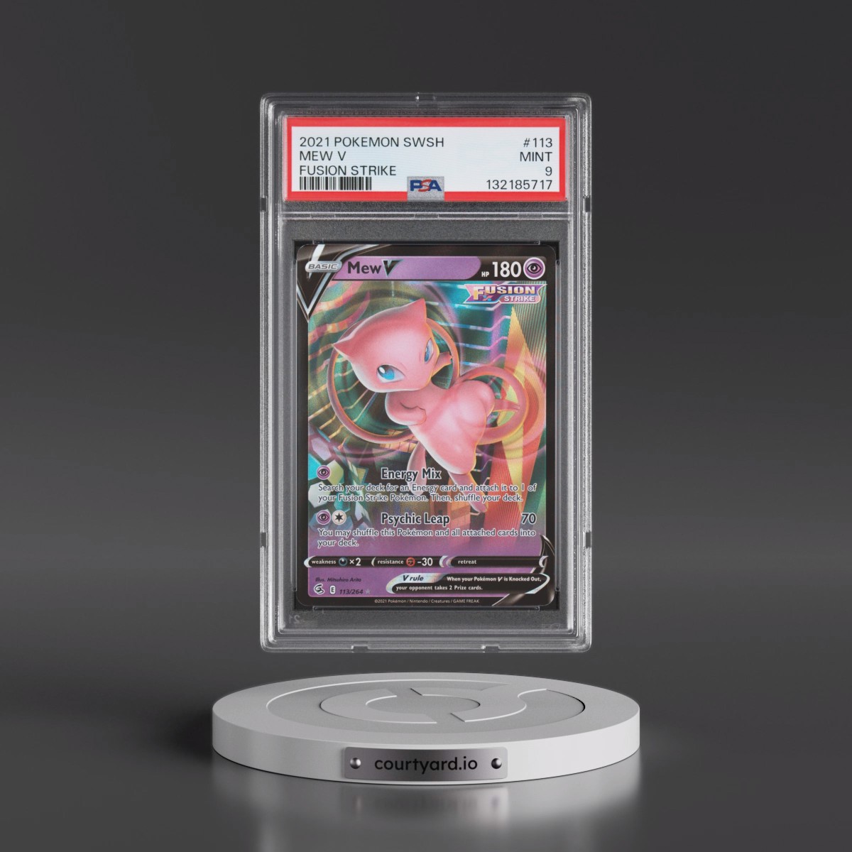 2021 Pokémon Sword & Shield Fusion Strike #113 Mew V - Holo (PSA 9 MINT)