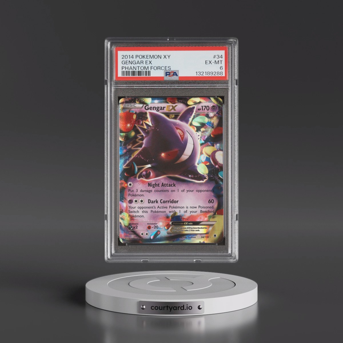 2014 Pokémon XY Phantom Forces #34 Gengar EX - Holo (PSA 6 EX-MT)