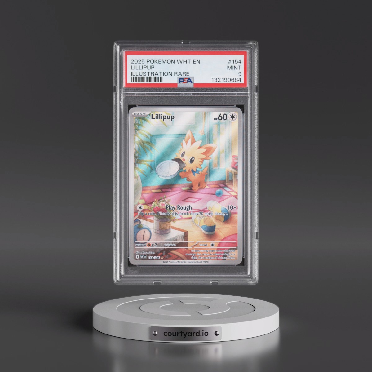 2025 Pokémon Wht EN-White Flare #154 Lillipup - Illustration Rare (PSA 9 MINT)