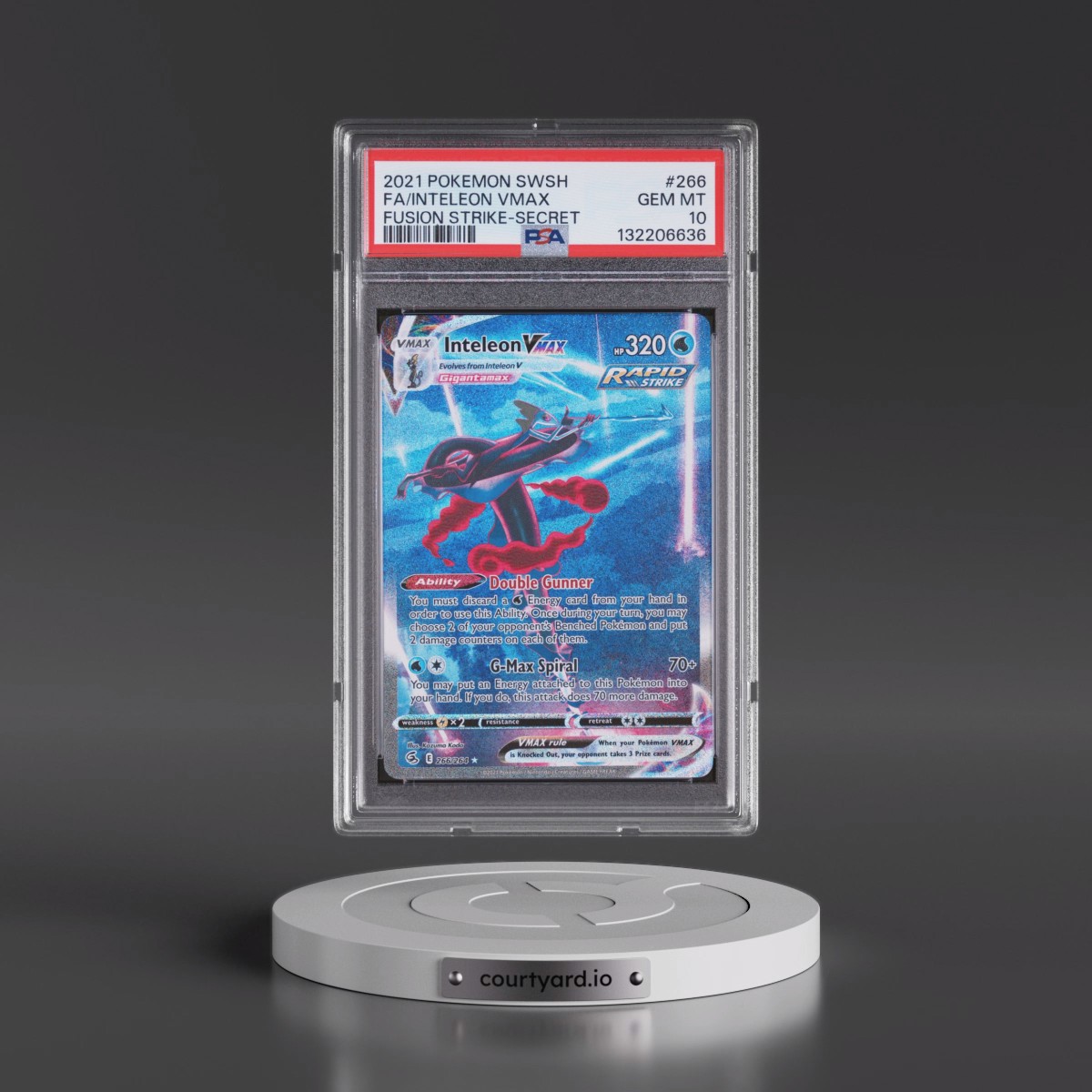 2021 Pokémon Sword & Shield Fusion Strike #266 Inteleon Vmax - Full Art Secret (PSA 10 GEM MINT)