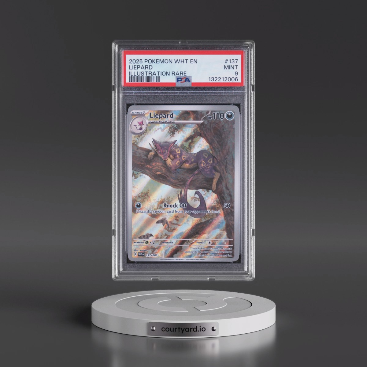 2025 Pokémon Wht EN-White Flare #137 Liepard - Illustration Rare (PSA 9 MINT)