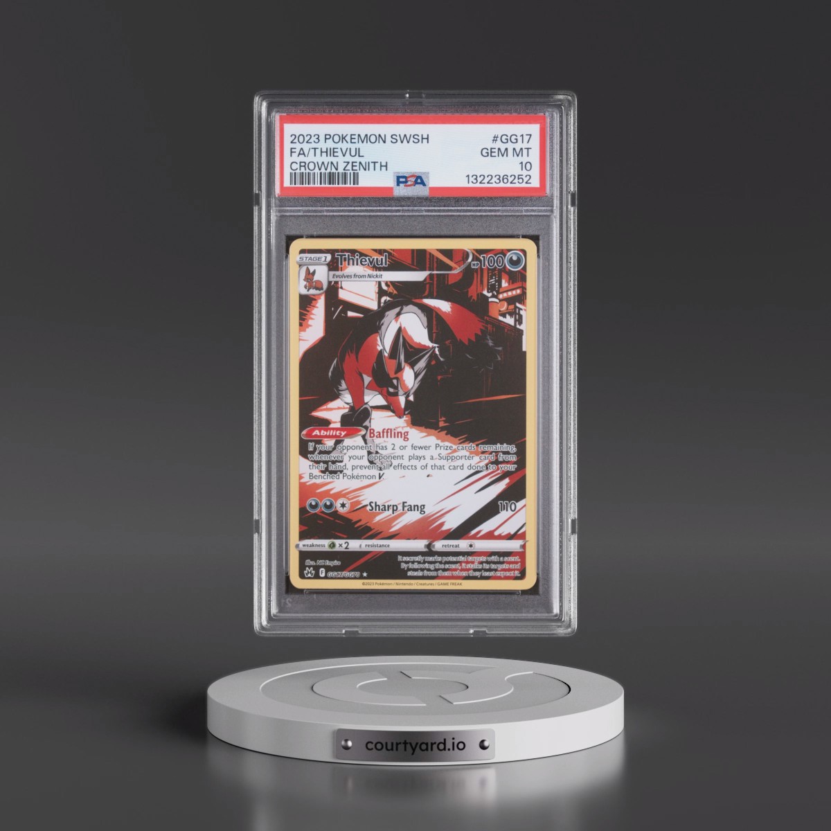 2023 Pokémon Sword and Shield Crown Zenith #GG17 Thievul - Full Art (PSA 10 GEM MINT)