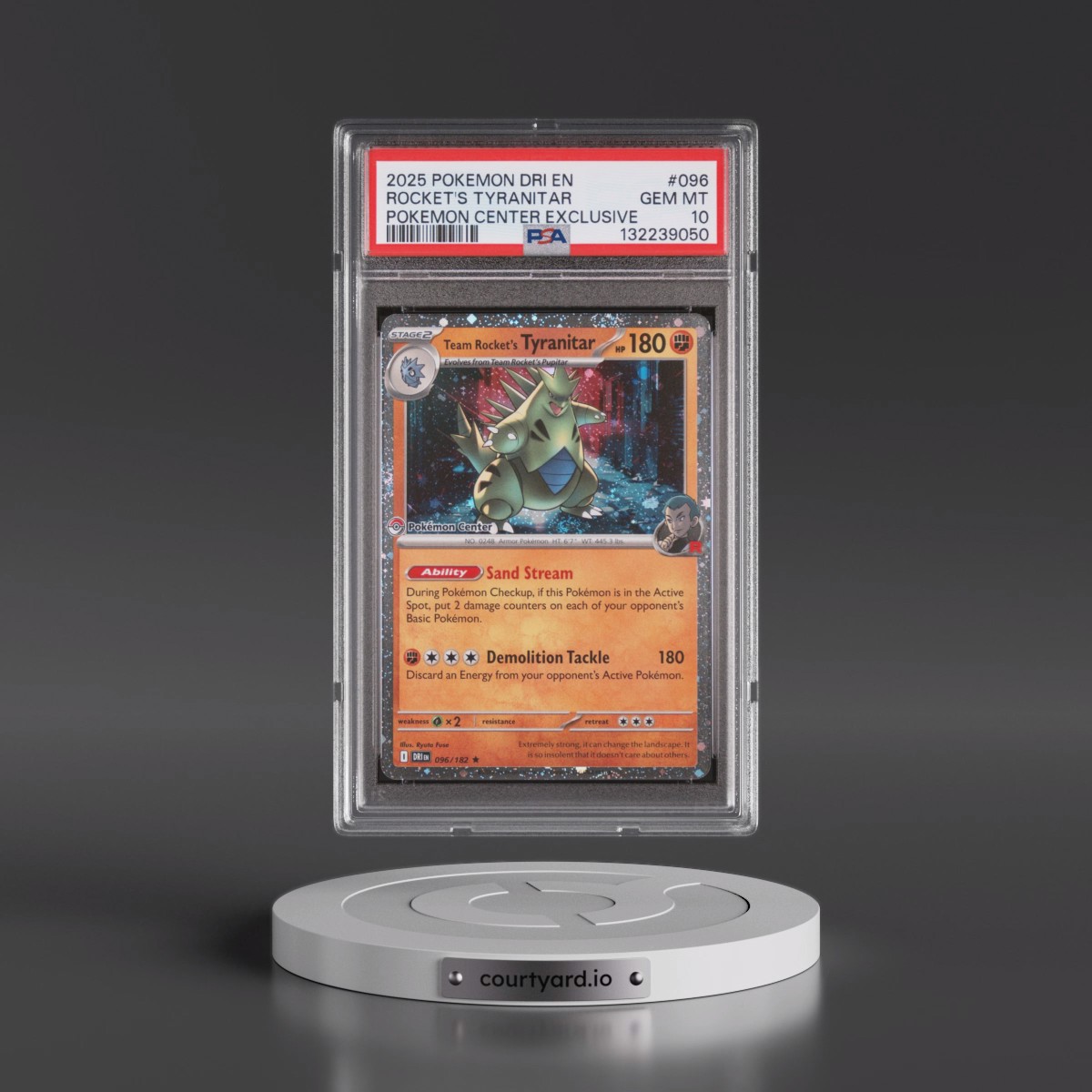 2025 Pokémon Dri EN-Destined Rivals #096 Team Rocket's Tyranitar - Pokemon Center Exclusive (PSA 10 GEM MINT)