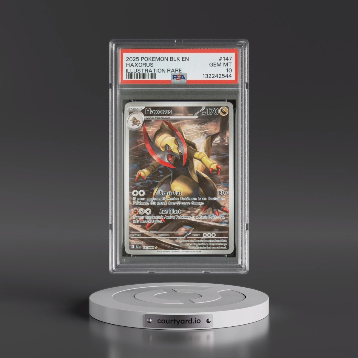 2025 Pokémon Blk EN-Black Bolt #147 Haxorus - Illustration Rare (PSA 10 GEM MINT)