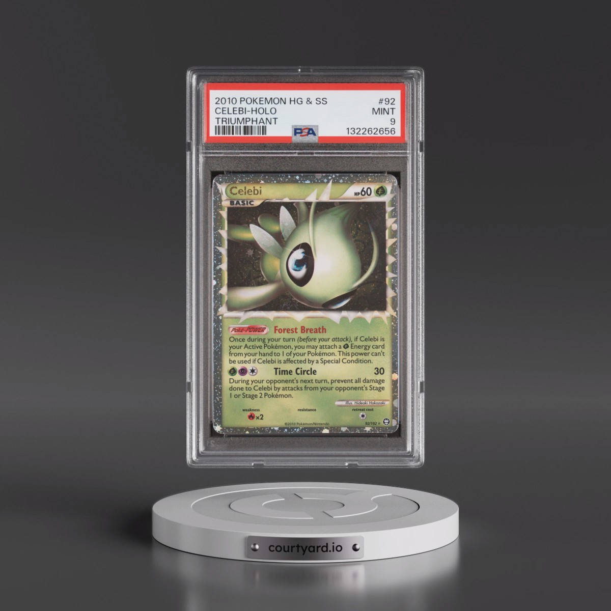 2010 Pokémon Heartgold & Soulsilver Triumphant #92 Celebi - Holo (PSA 9 MINT)