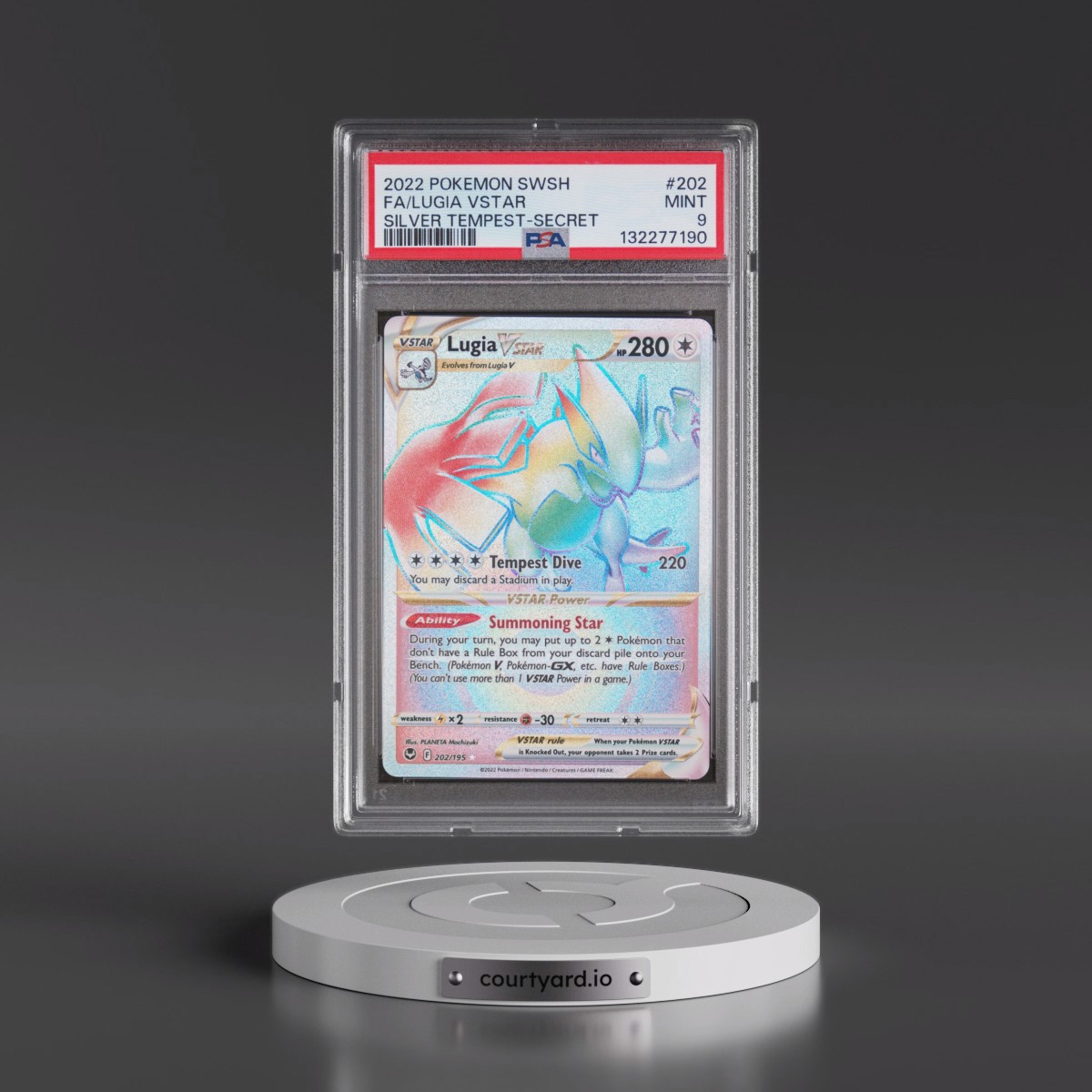 2022 Pokémon Sword & Shield Silver Tempest #202 Lugia Vstar - Full Art Secret (PSA 9 MINT)