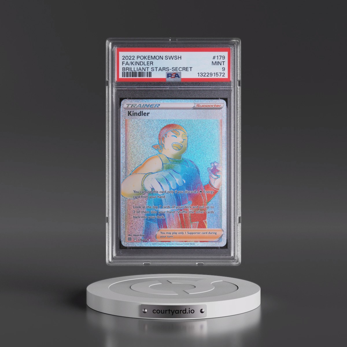 2022 Pokémon Sword & Shield Brilliant Stars #179 Kindler - Full Art Secret (PSA 9 MINT)