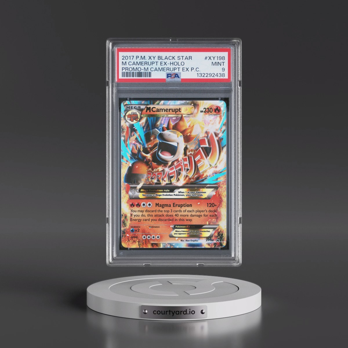 2017 Pokémon XY Black Star Promo #XY198 M Camerupt EX - Holo Holo Mega Camerupt EX Premium Collection (PSA 9 MINT)