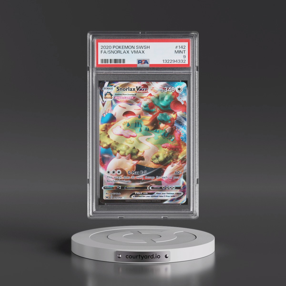 2020 Pokémon Sword & Shield #142 Snorlax Vmax - Full Art (PSA 9 MINT)