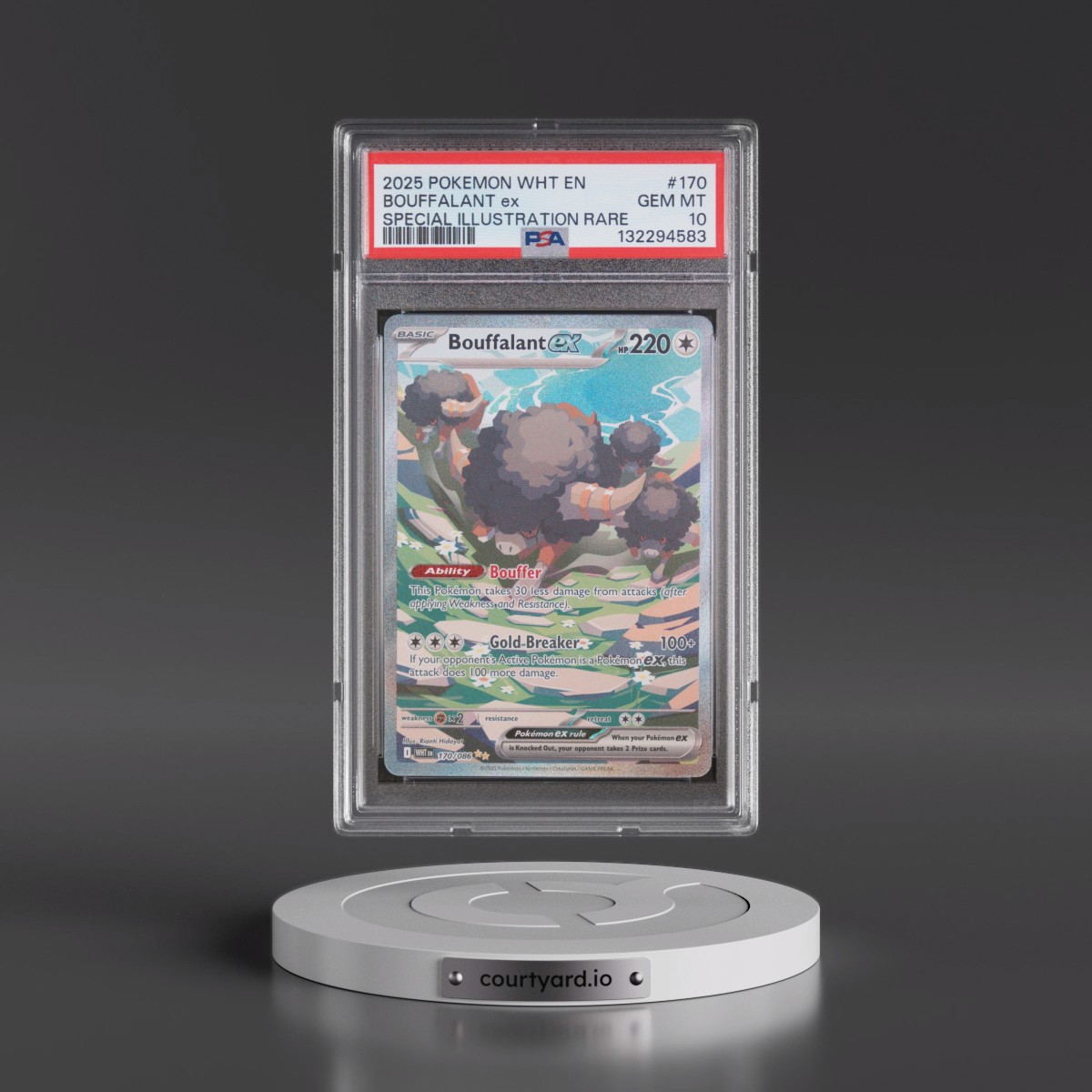 2025 Pokémon Wht EN-White Flare #170 Bouffalant EX - Holo Special Illustration Rare (PSA 10 GEM MINT)