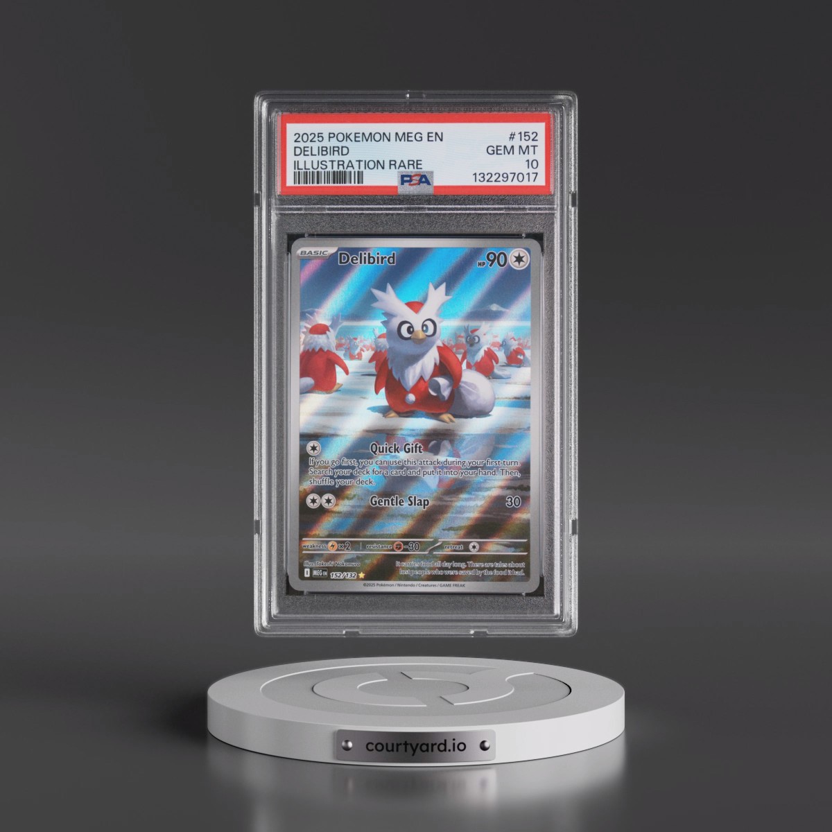 2025 Pokémon Meg EN-Mega Evolution #152 Delibird - Illustration Rare (PSA 10 GEM MINT)