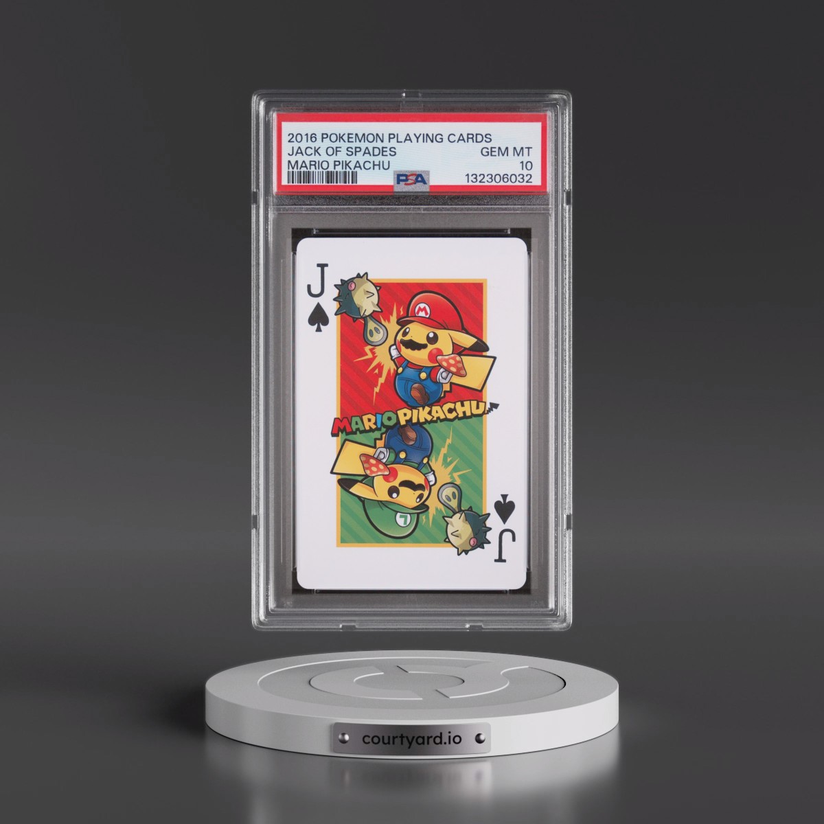 2016 Pokémon Playing Cards Mario Pikachu Jack of Spades (PSA 10 GEM MINT)