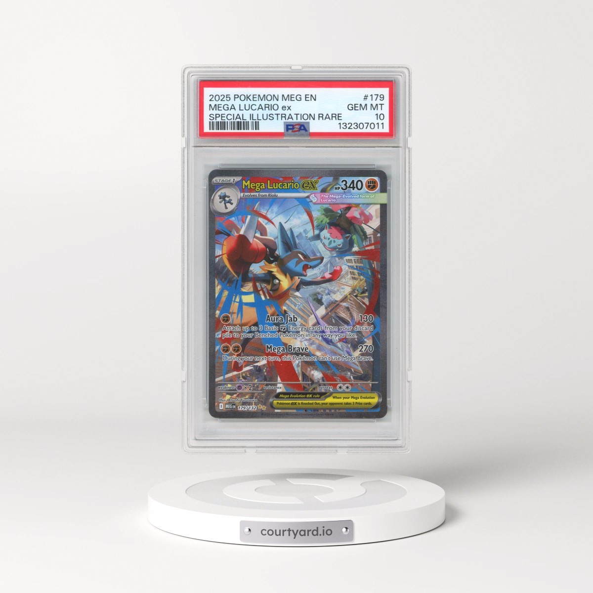 2025 Pokémon Meg EN-Mega Evolution #179 Mega Lucario EX - Holo Special Illustration Rare (PSA 10 GEM MINT)