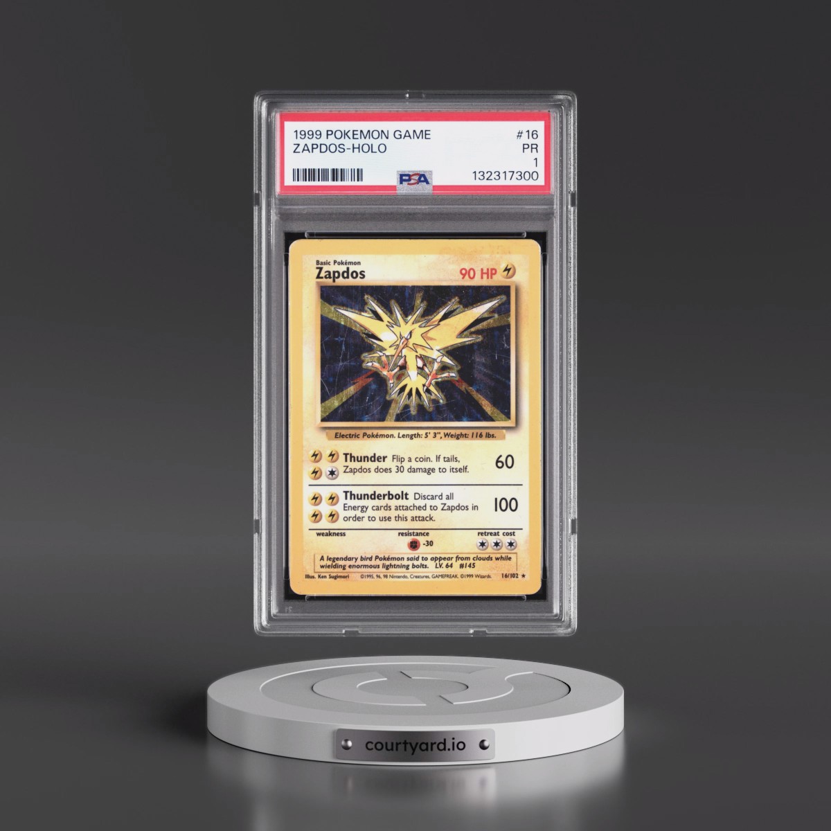 1999 Pokémon Game #16 Zapdos - Holo (PSA 1 PR)