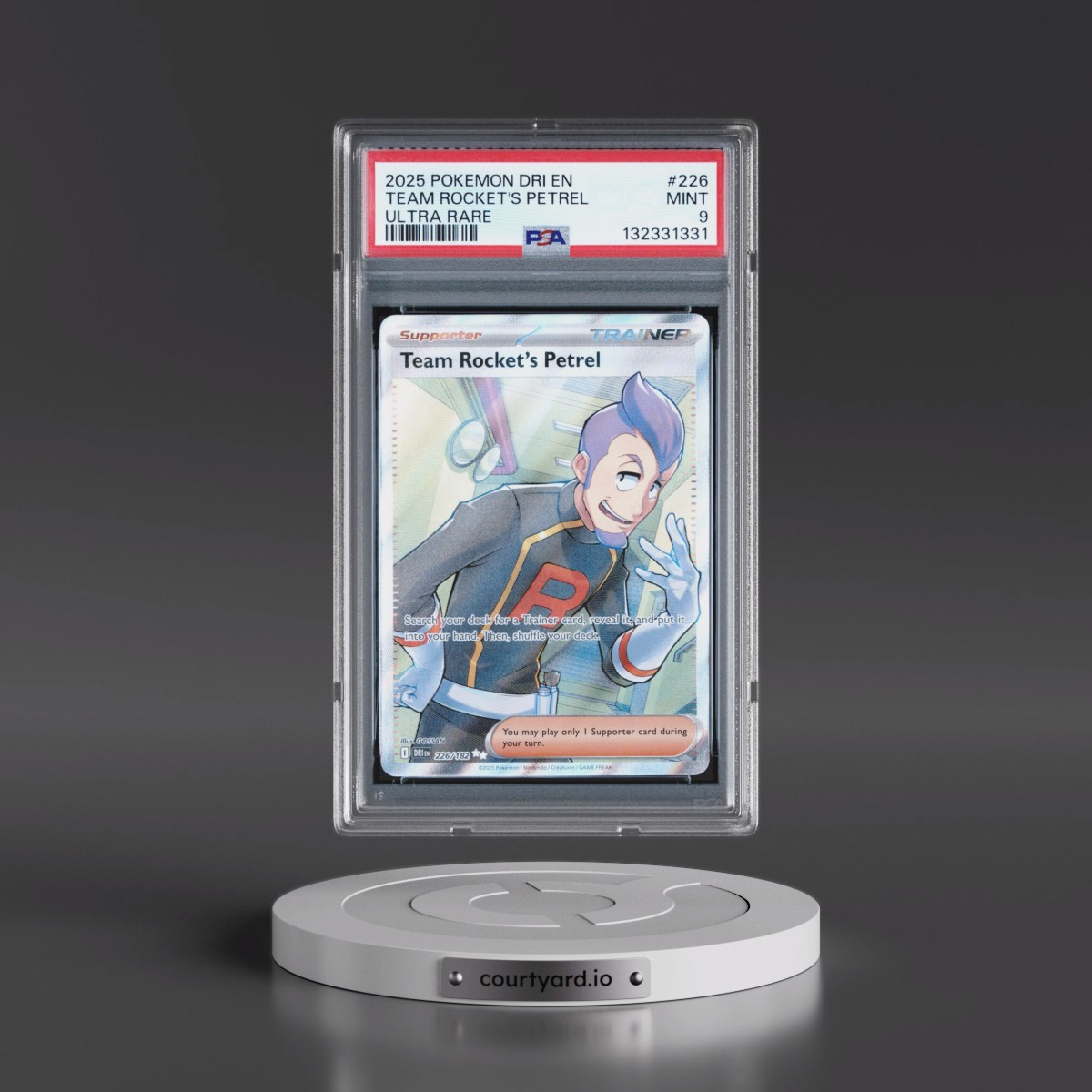 2025 Pokémon Dri EN-Destined Rivals #226 Team Rocket's Petrel - Ultra Rare (PSA 9 MINT)