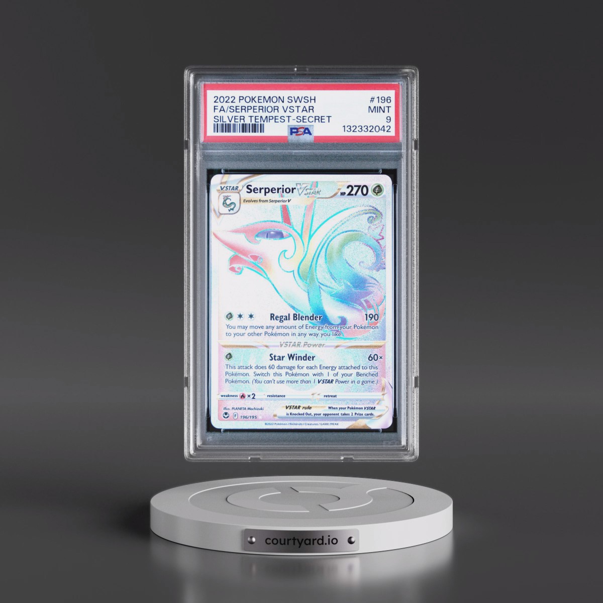 2022 Pokémon Sword & Shield Silver Tempest #196 Serperior Vstar - Full Art Secret (PSA 9 MINT)