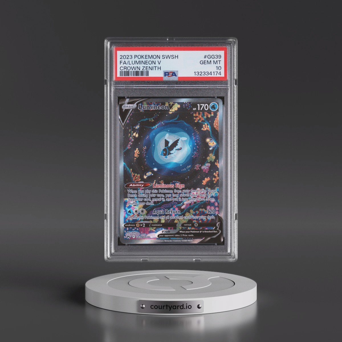 2023 Pokémon Sword and Shield Crown Zenith #GG39 Lumineon V - Holo Full Art (PSA 10 GEM MINT)