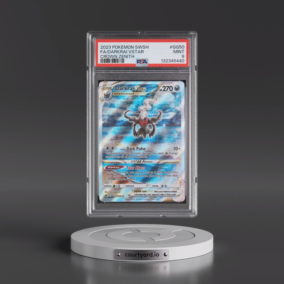 2023 Pokémon Sword and Shield Crown Zenith #GG50 Darkrai Vstar - Full Art (PSA 9 MINT)