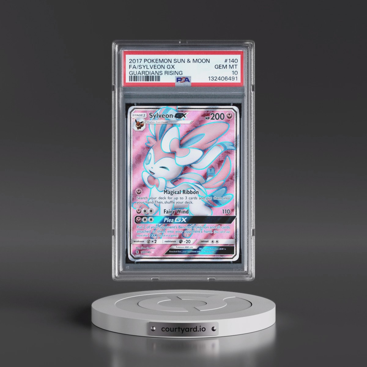2017 Pokémon Sun & Moon Guardians Rising #140 Sylveon GX - Holo Full Art (PSA 10 GEM MINT)