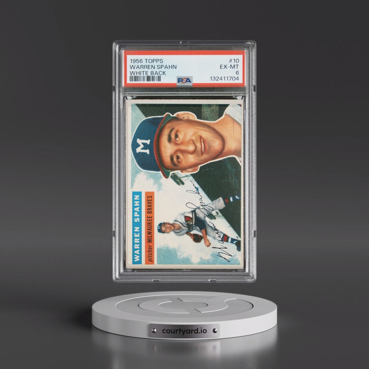 1956 Topps Warren Spahn - White Back #10 PSA 6