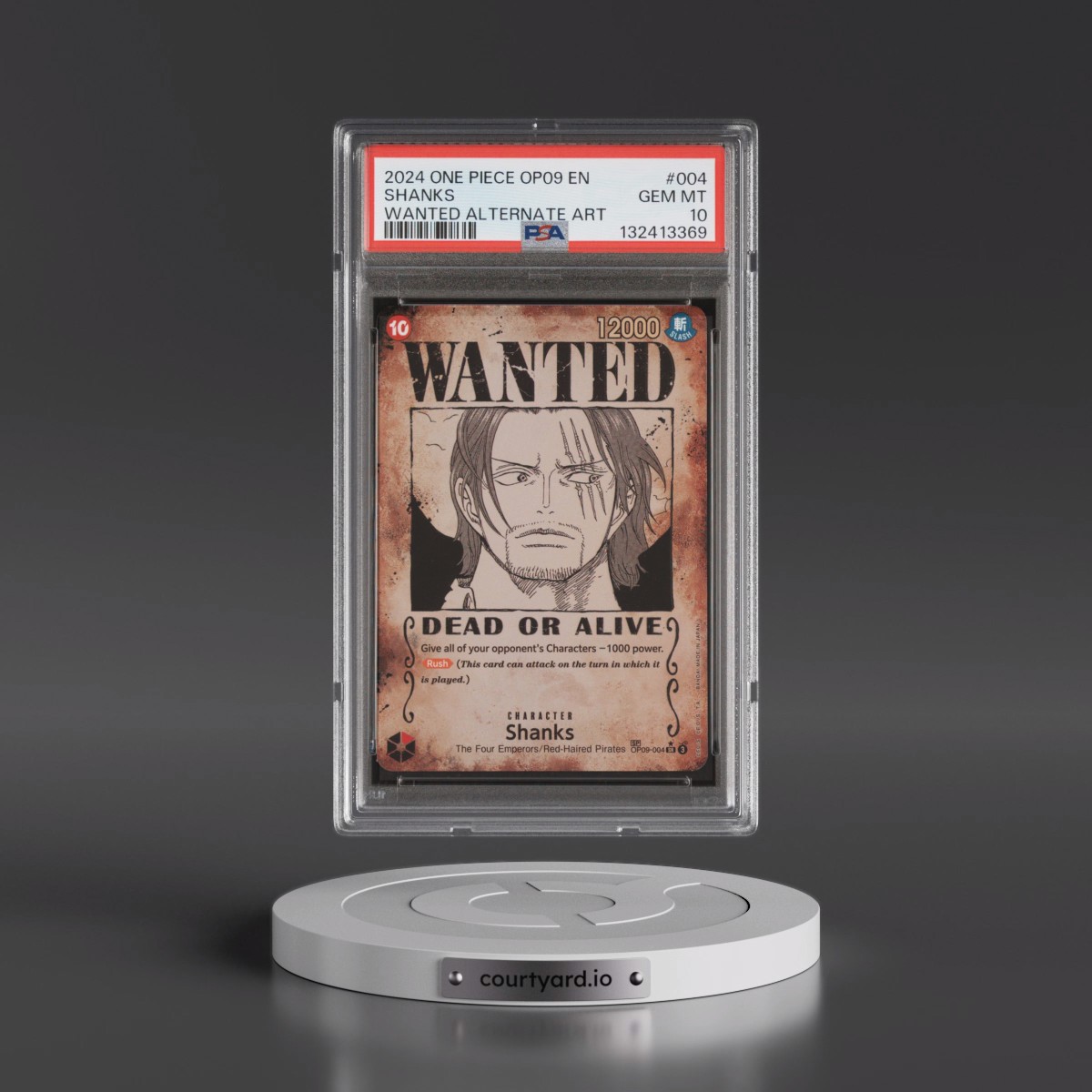 2024 One Piece OP09-Emperors in the New World #004 Shanks - Wanted Alternate Art (PSA 10 GEM MINT)