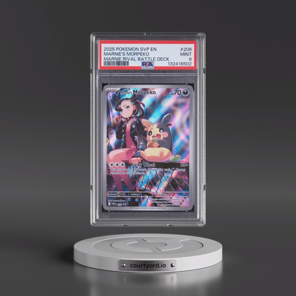 2025 Pokémon Svp EN-SV Black Star Promo #206 Marnie's Morpeko - Marnie Rival Battle Deck (PSA 9 MINT)