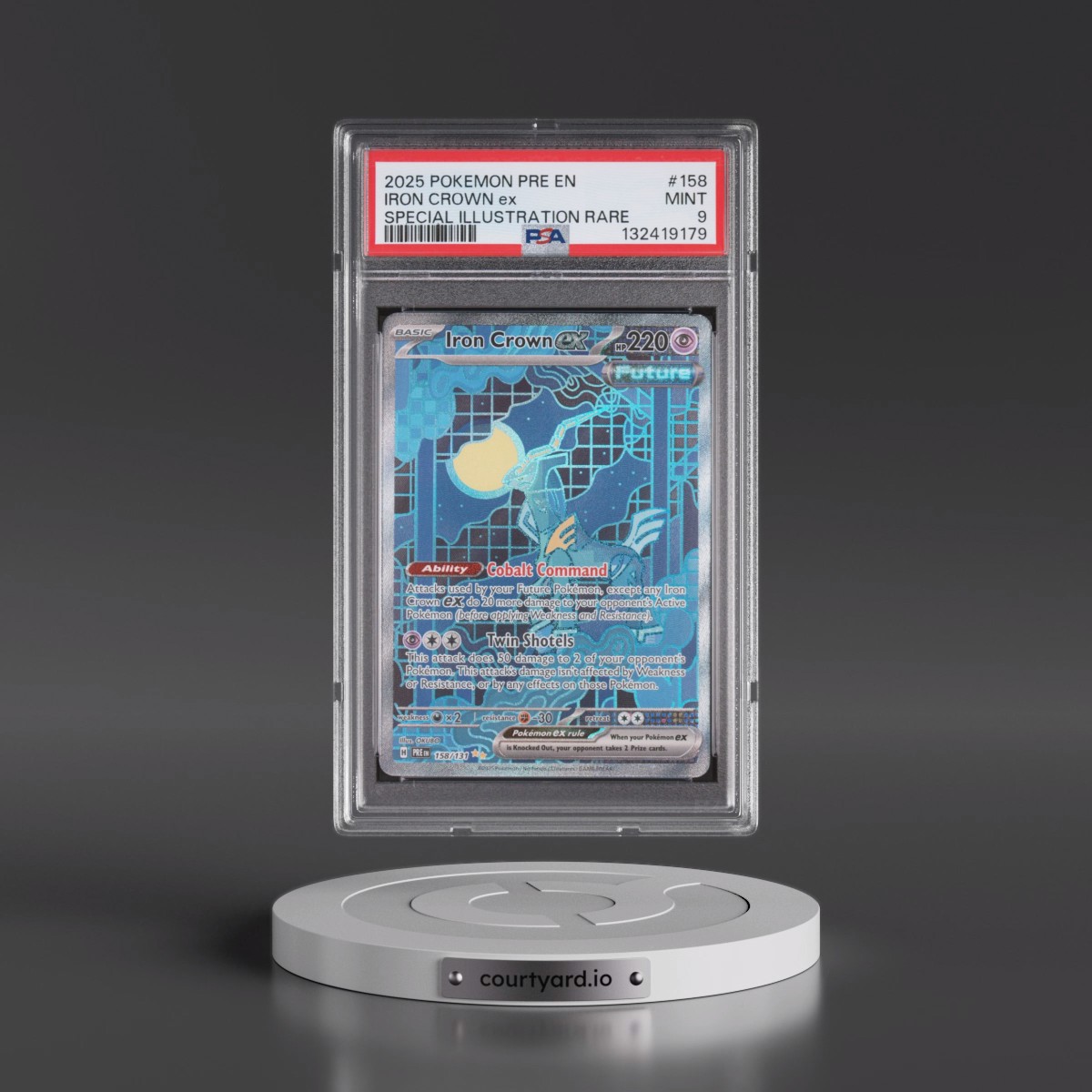 2025 Pokémon Pre EN-Prismatic Evolutions #158 Iron Crown EX - Holo Special Illustration Rare (PSA 9 MINT)