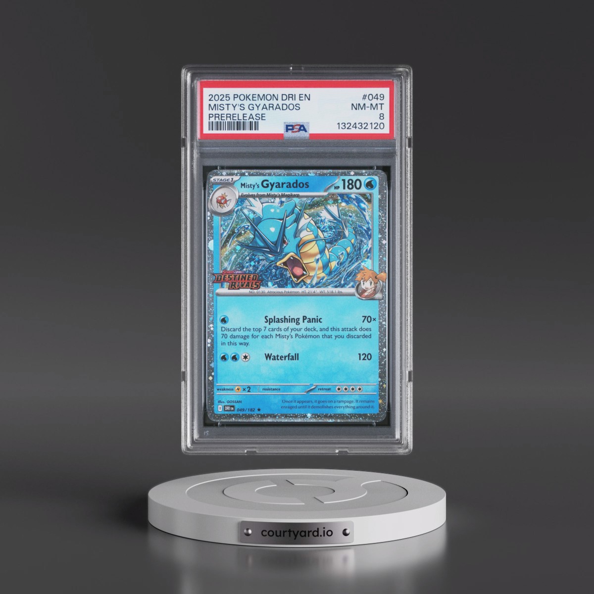 2025 Pokémon Dri EN-Destined Rivals #049 Misty's Gyarados - Prerelease (PSA 8 NM-MT)