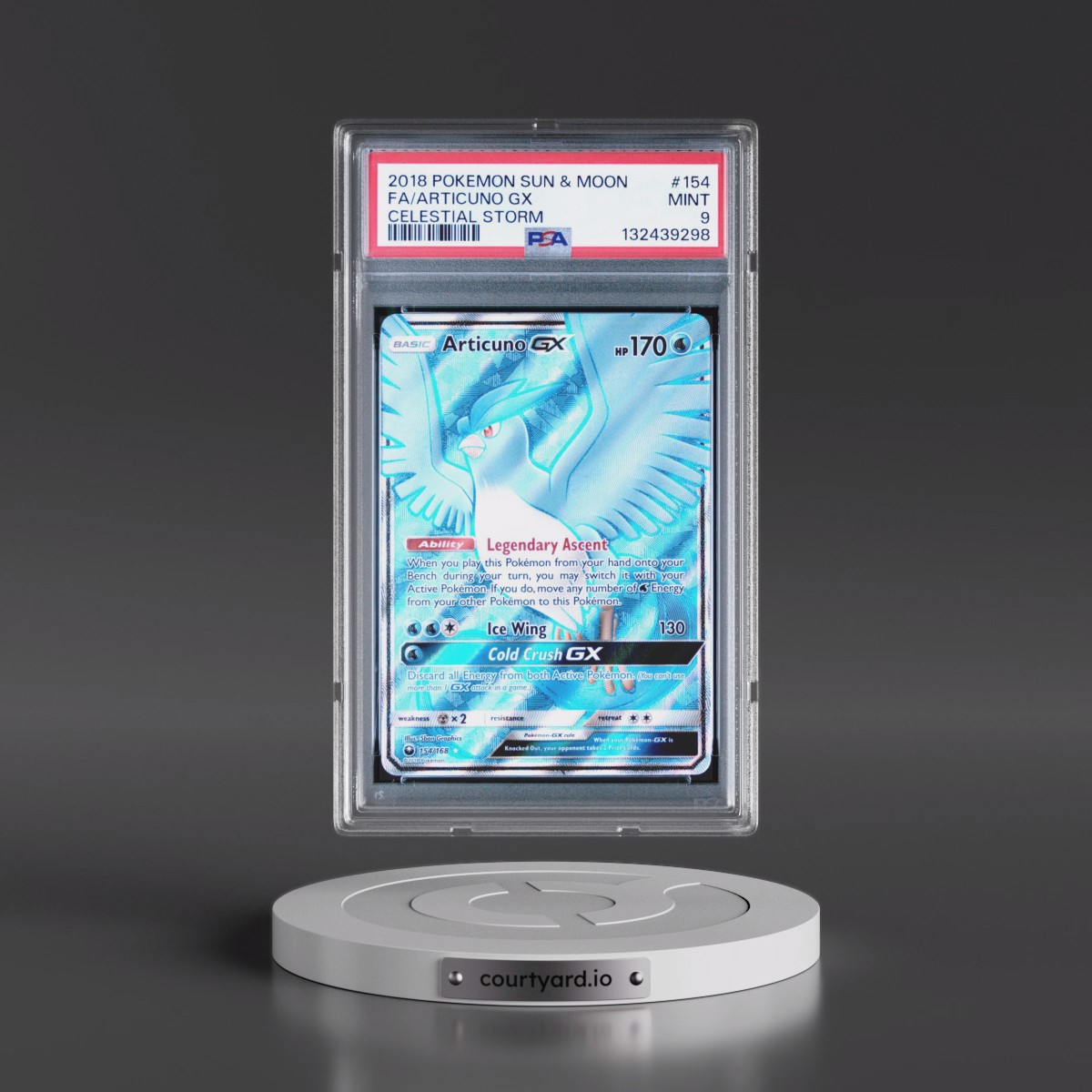2018 Pokémon Sun & Moon Celestial Storm #154 Articuno GX - Holo Full Art (PSA 9 MINT)