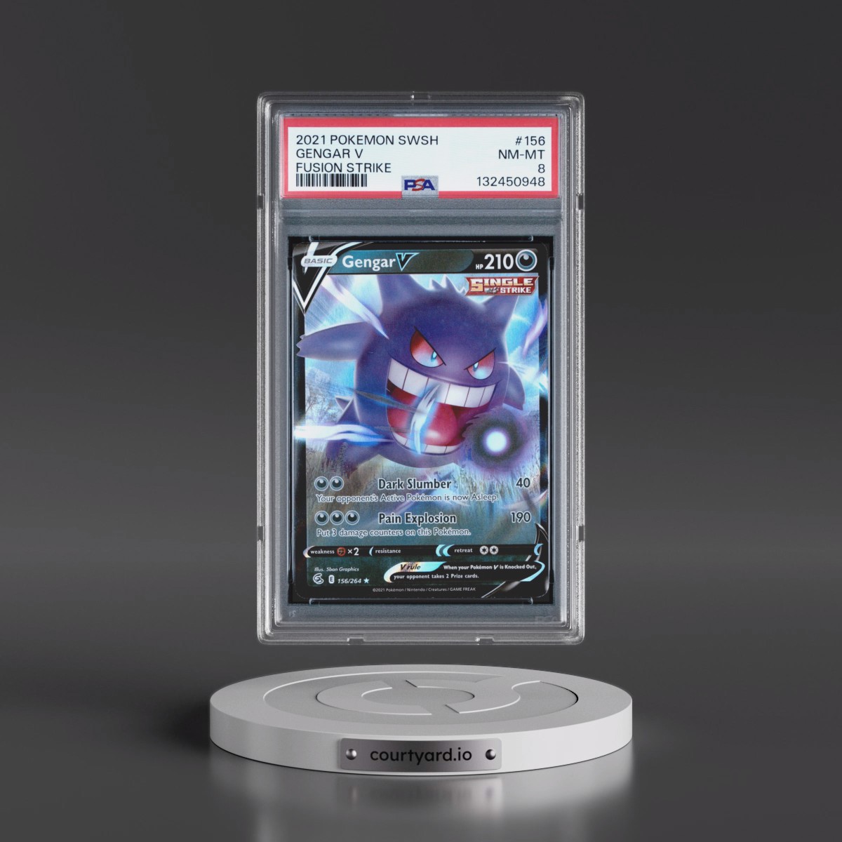 2021 Pokémon Sword & Shield Fusion Strike #156 Gengar V - Holo (PSA 8 NM-MT)