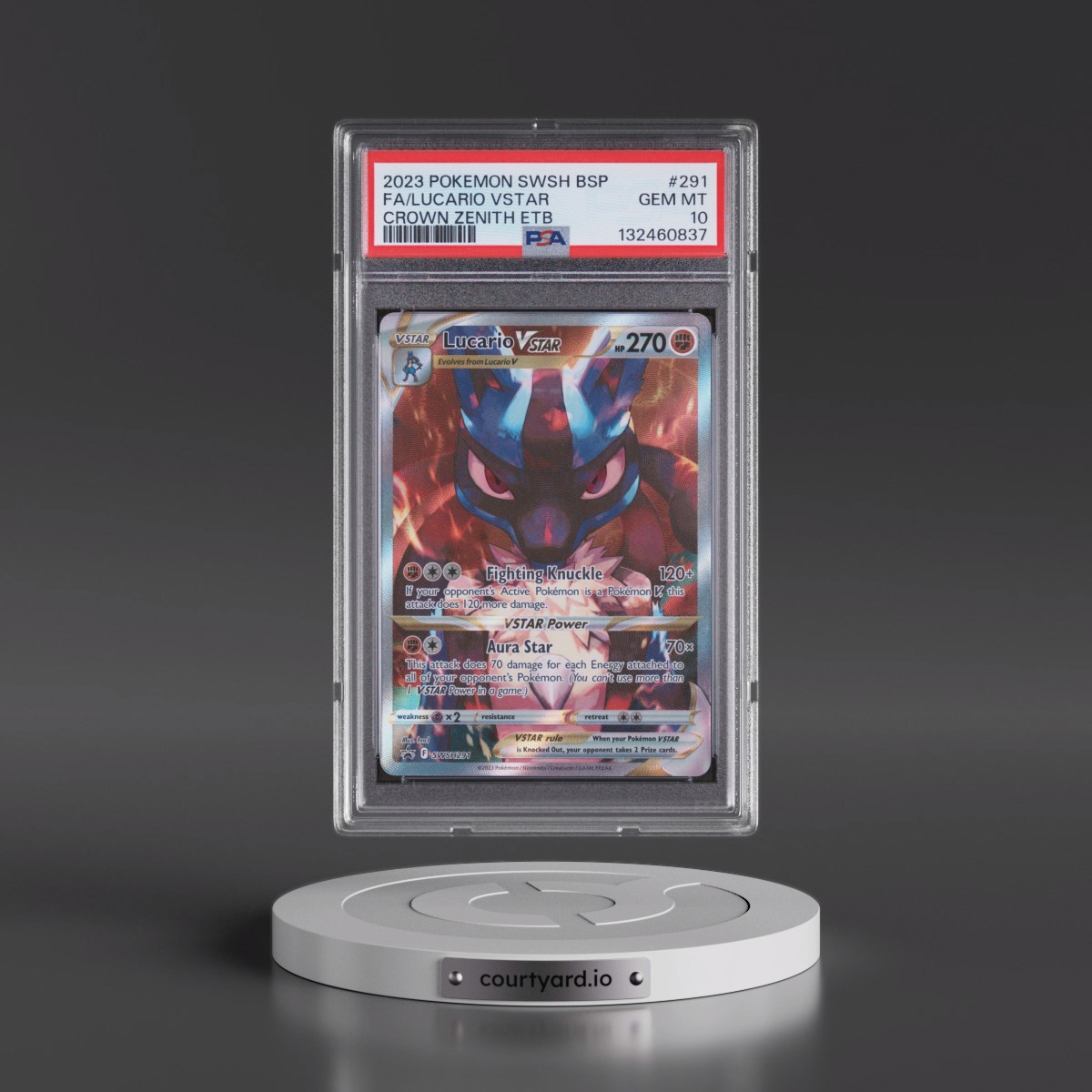 2023 Pokémon Swsh Black Star Promo #291 Lucario Vstar - Full Art Crown Zenith Elite Trainer Box (PSA 10 GEM MINT)