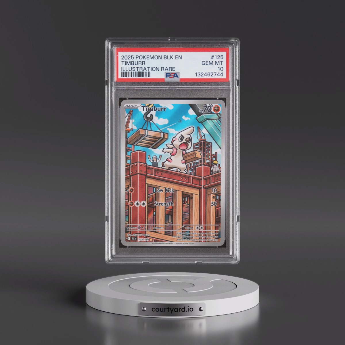 2025 Pokémon Blk EN-Black Bolt Timburr - Illustration Rare #125 PSA 10