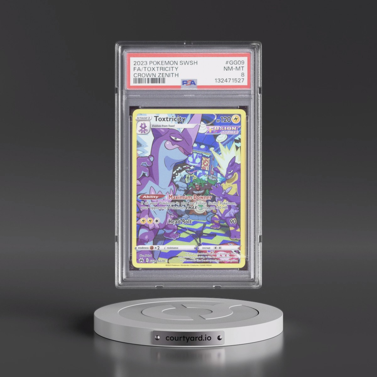 2023 Pokémon Sword and Shield Crown Zenith #GG09 Toxtricity - Full Art (PSA 8 NM-MT)