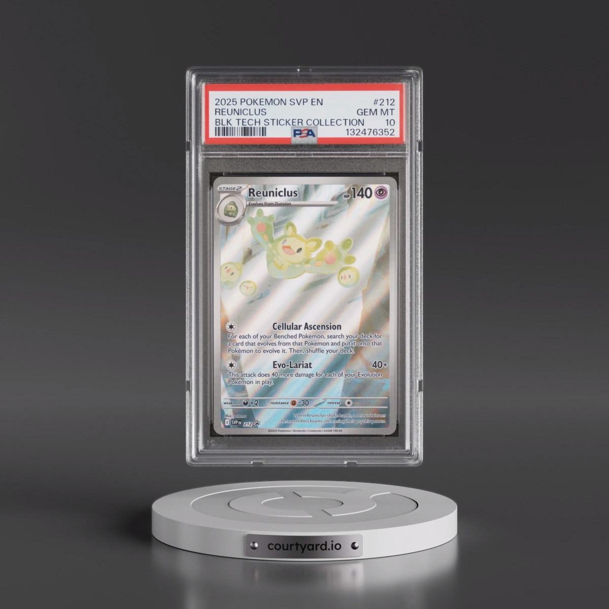 2025 Pokémon Svp EN-SV Black Star Promo #212 Reuniclus - Black Bolt Tech Sticker Collection (PSA 10 GEM MINT)