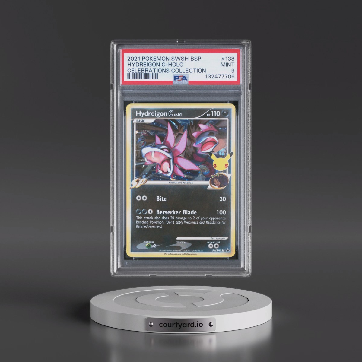 2021 Pokémon Swsh Black Star Promo #138 Hydreigon C - Holo Celebrations Collection (PSA 9 MINT)