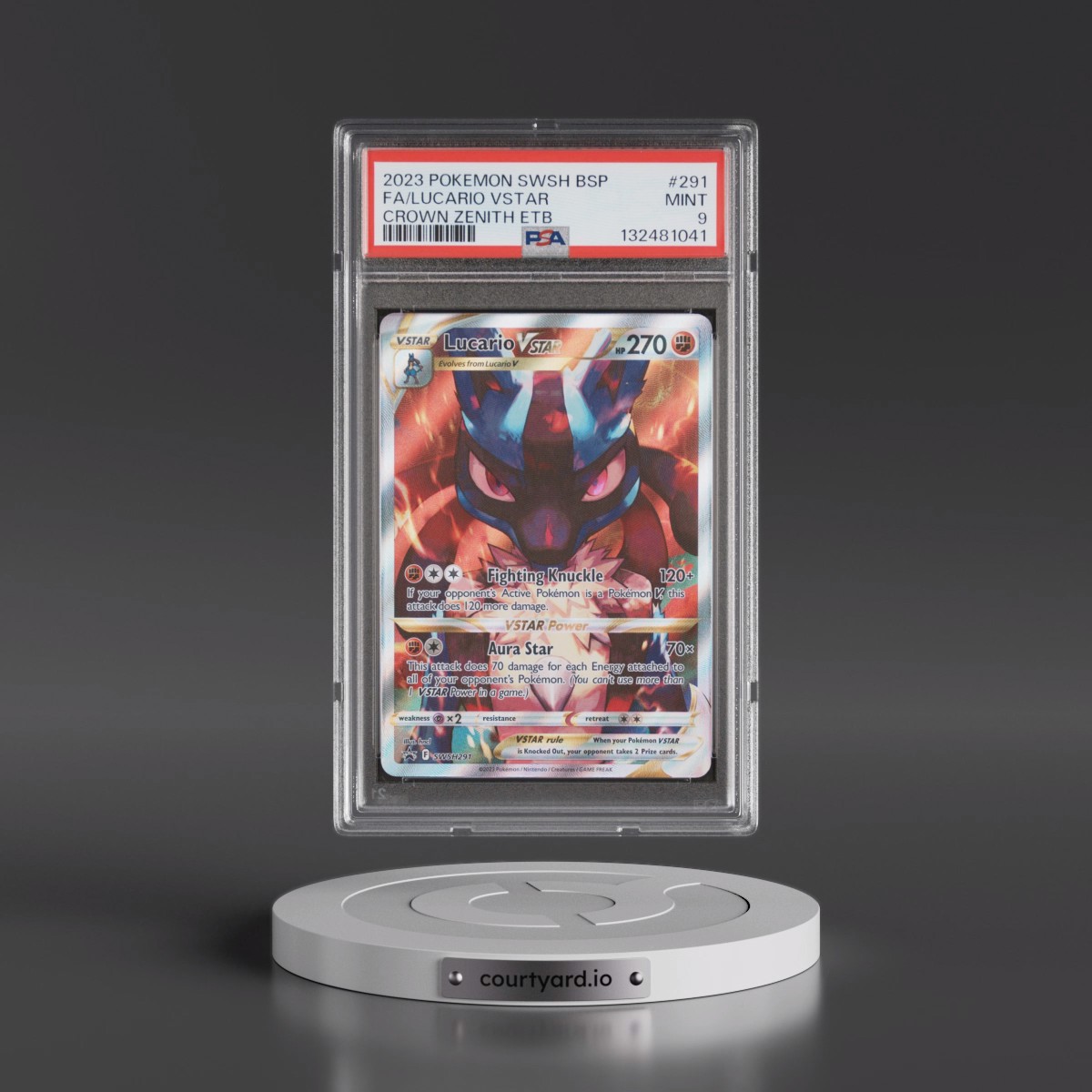 2023 Pokémon Swsh Black Star Promo #291 Lucario Vstar - Full Art Crown Zenith Elite Trainer Box (PSA 9 MINT)