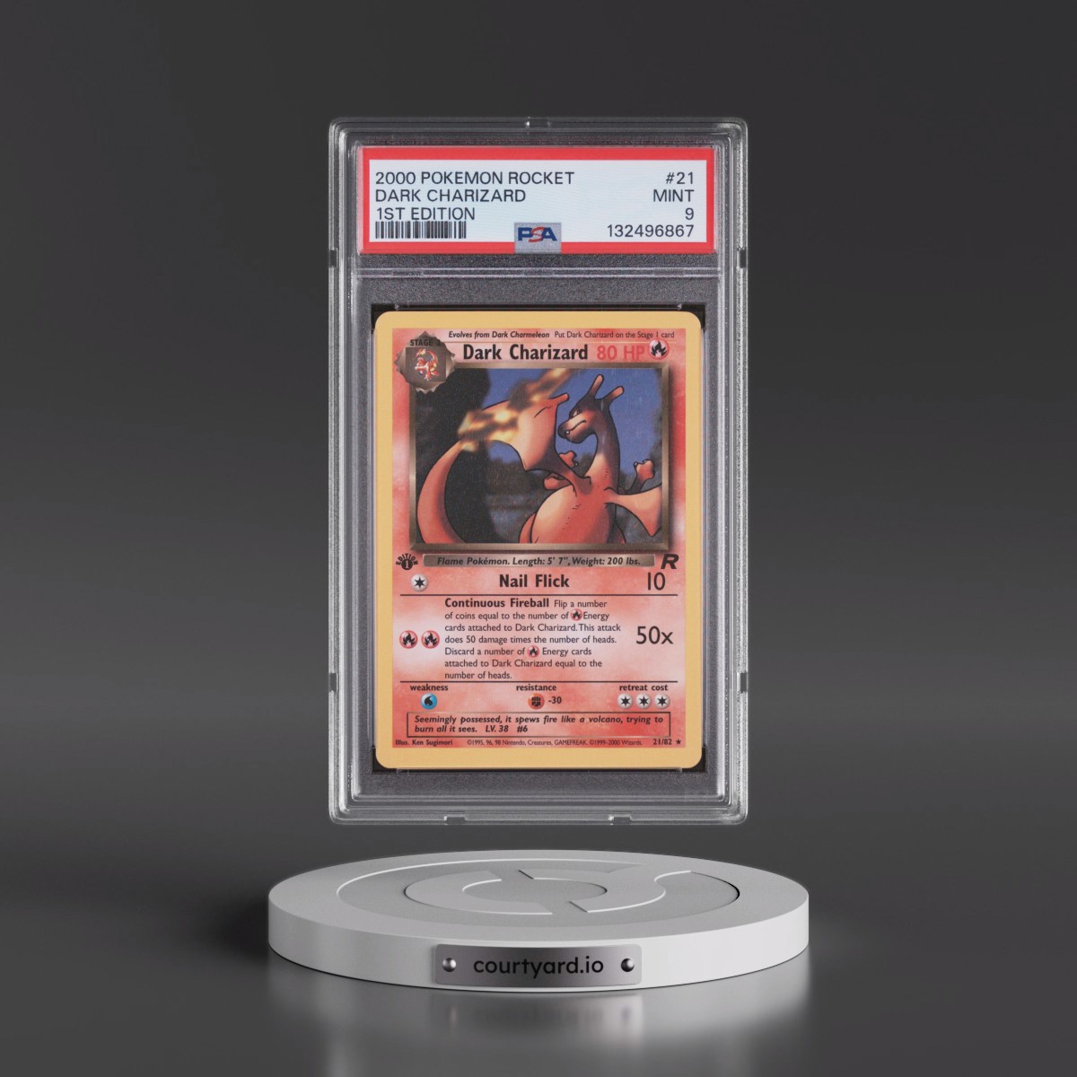 2000 Pokémon Rocket #21 Dark Charizard - 1st Edition (PSA 9 MINT)