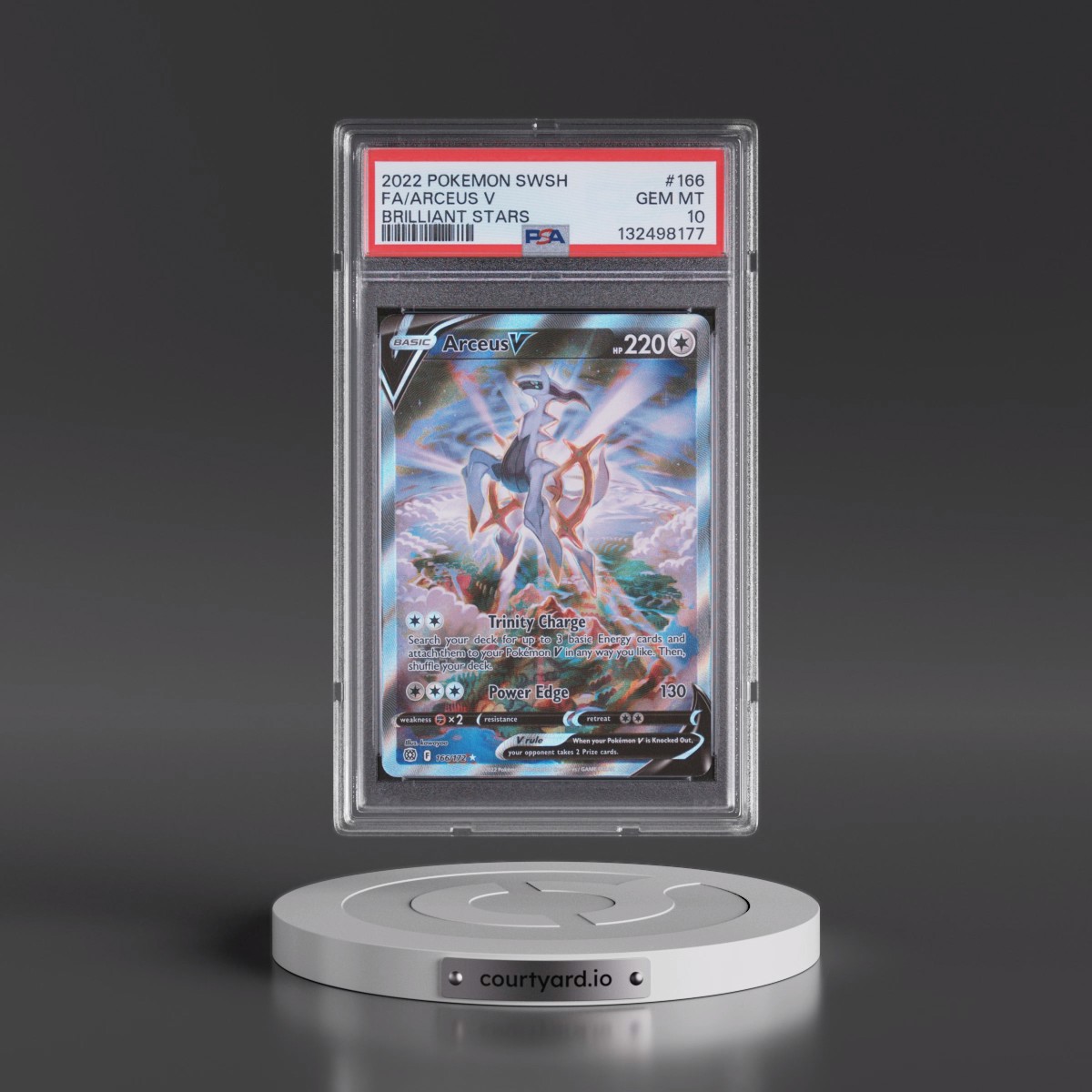 2022 Pokémon Sword & Shield Brilliant Stars #166 Arceus V - Holo Full Art (PSA 10 GEM MINT)
