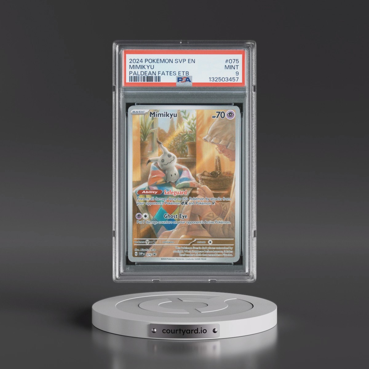 2024 Pokémon Svp EN-SV Black Star Promo #075 Mimikyu - Paldean Fates Elite Trainer Box (PSA 9 MINT)