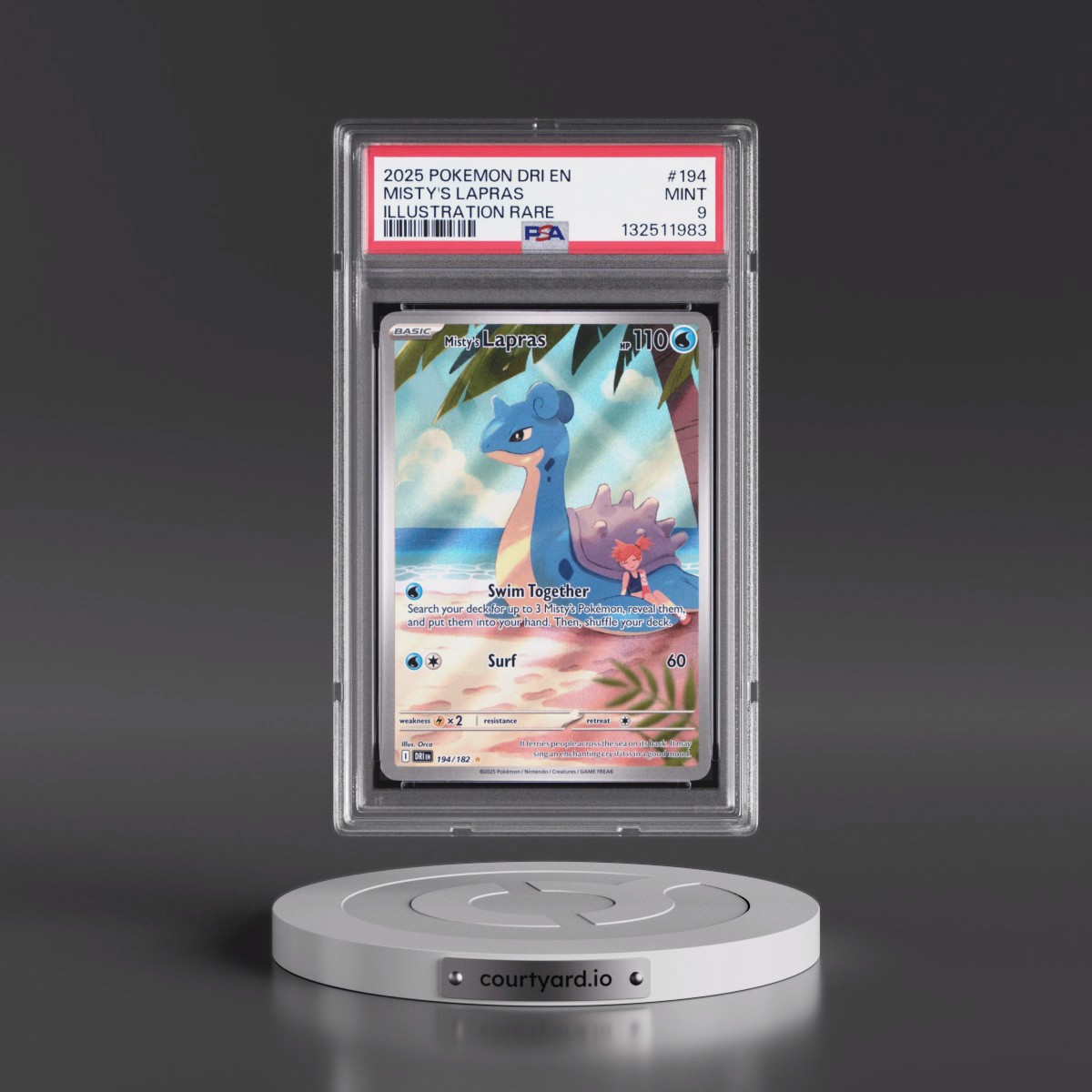 2025 Pokémon Dri EN-Destined Rivals #194 Misty's Lapras - Illustration Rare (PSA 9 MINT)