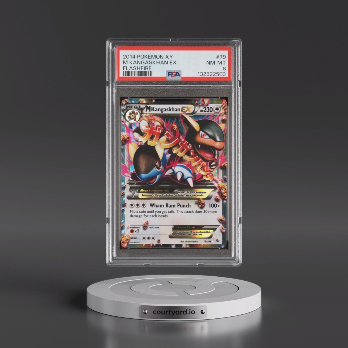 2014 Pokémon XY Flashfire #79 M Kangaskhan EX - Holo (PSA 8 NM-MT)