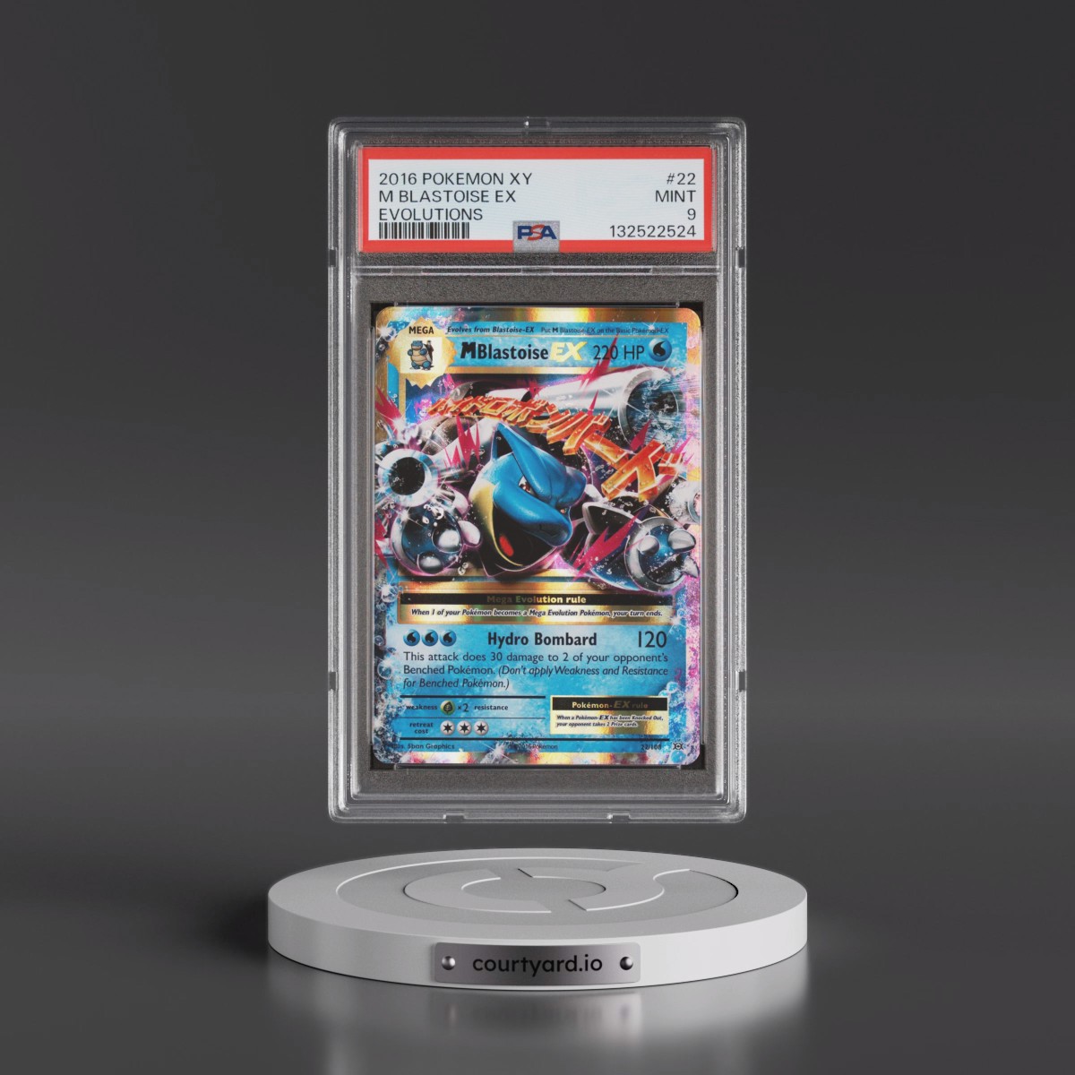 2016 Pokémon XY Evolutions #22 M Blastoise EX - Holo (PSA 9 MINT)