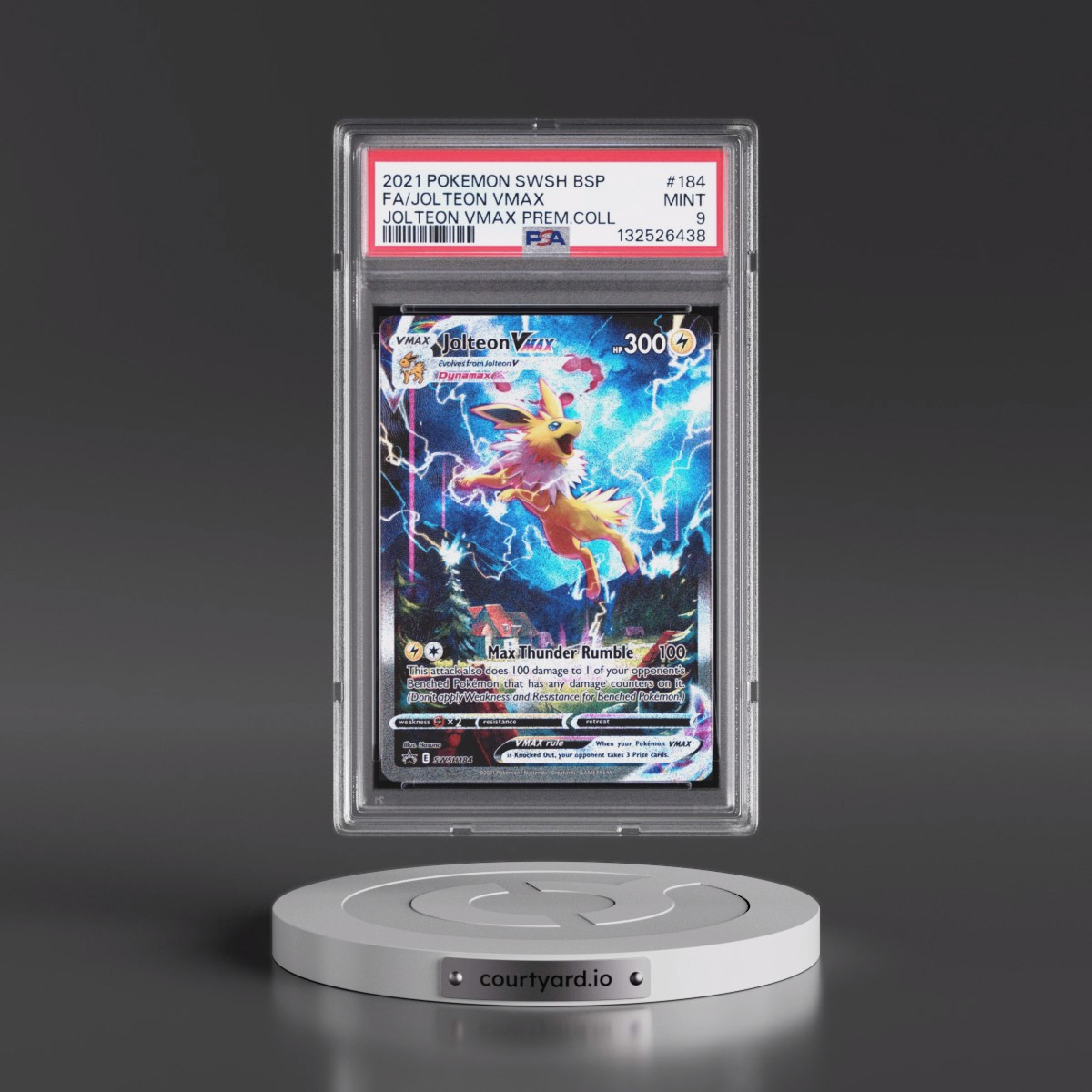 2021 Pokémon Swsh Black Star Promo #184 Jolteon Vmax - Full Art Jolteon Vmax Premium Collection (PSA 9 MINT)