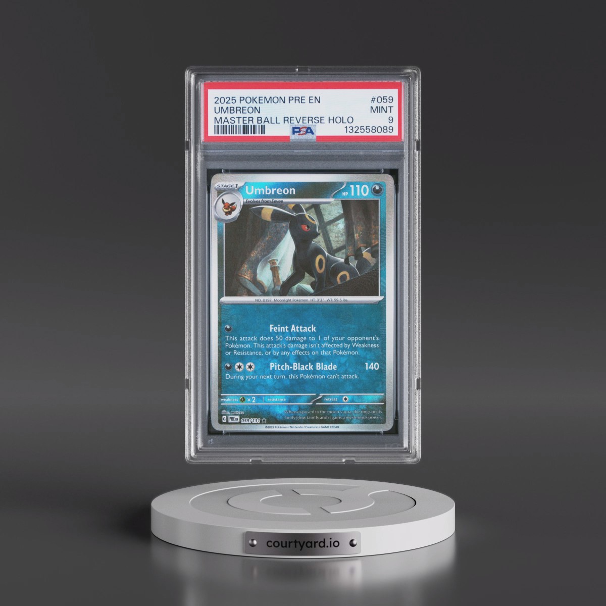 2025 Pokémon Pre EN-Prismatic Evolutions #059 Umbreon - Reverse Holo Master Ball (PSA 9 MINT)